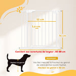 Barrière de Sécurité pour Chiens et Bébés 76 à 88 cm avec Extension, Fixation par Pression sans Perçage, 76 à 88 cm, Blanc