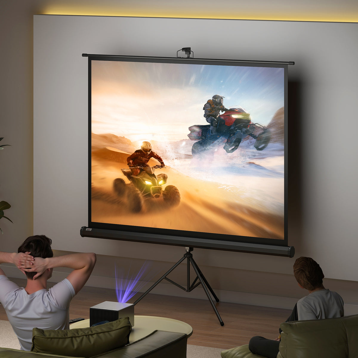 Écran de projection 84 pouces avec support trépied hauteur réglable, écran 4K HD 4:3, en intérieur/à l'extérieur