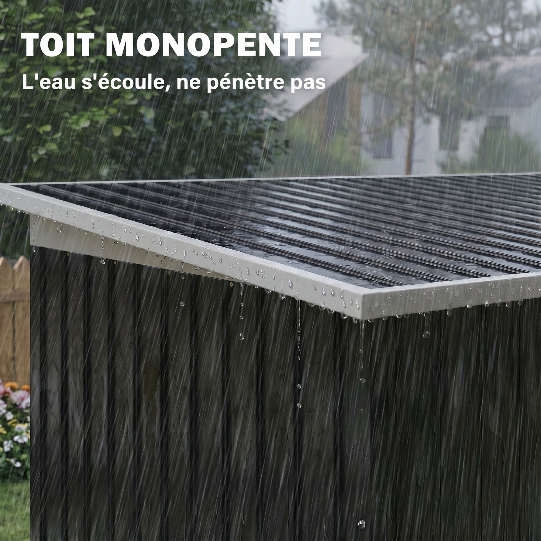 Abri de jardin en acier galvanisé XXL 3,6 m² avec kit de fondation 280 x 130 x 172 cm, cabane de jardin cabanon rangement outils avec portes coulissantes verrouillables aérations, noir