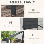 Ensemble de 4 chaises de jardin empilables en aluminium et textilène avec accoudoirs, lot de 4 pièces pour extérieur