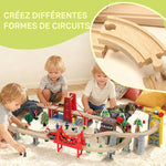 Set de Train en Bois pour Enfants, 100 Pièces, Jouets Ferroviaire Magnétique avec Grue, Pont, Hélicoptère, Multicolore