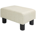 Pouf repose-pied tabouret bas en tissu de lin capacité de charge 110 Kg 40 x 30 x 24 cm beige
