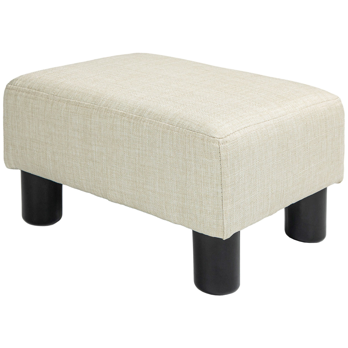 Pouf repose-pied tabouret bas en tissu de lin capacité de charge 110 Kg 40 x 30 x 24 cm beige