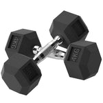 Ensemble d'haltères courtes, lot de 2 haltères hexagonaux recouverts de caoutchouc, acier noir