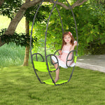 Balançoire pour enfants structure en métal avec poignée pour 2 enfants de 3 à 6 ans 110,5 x 40,5 x 180 cm vert