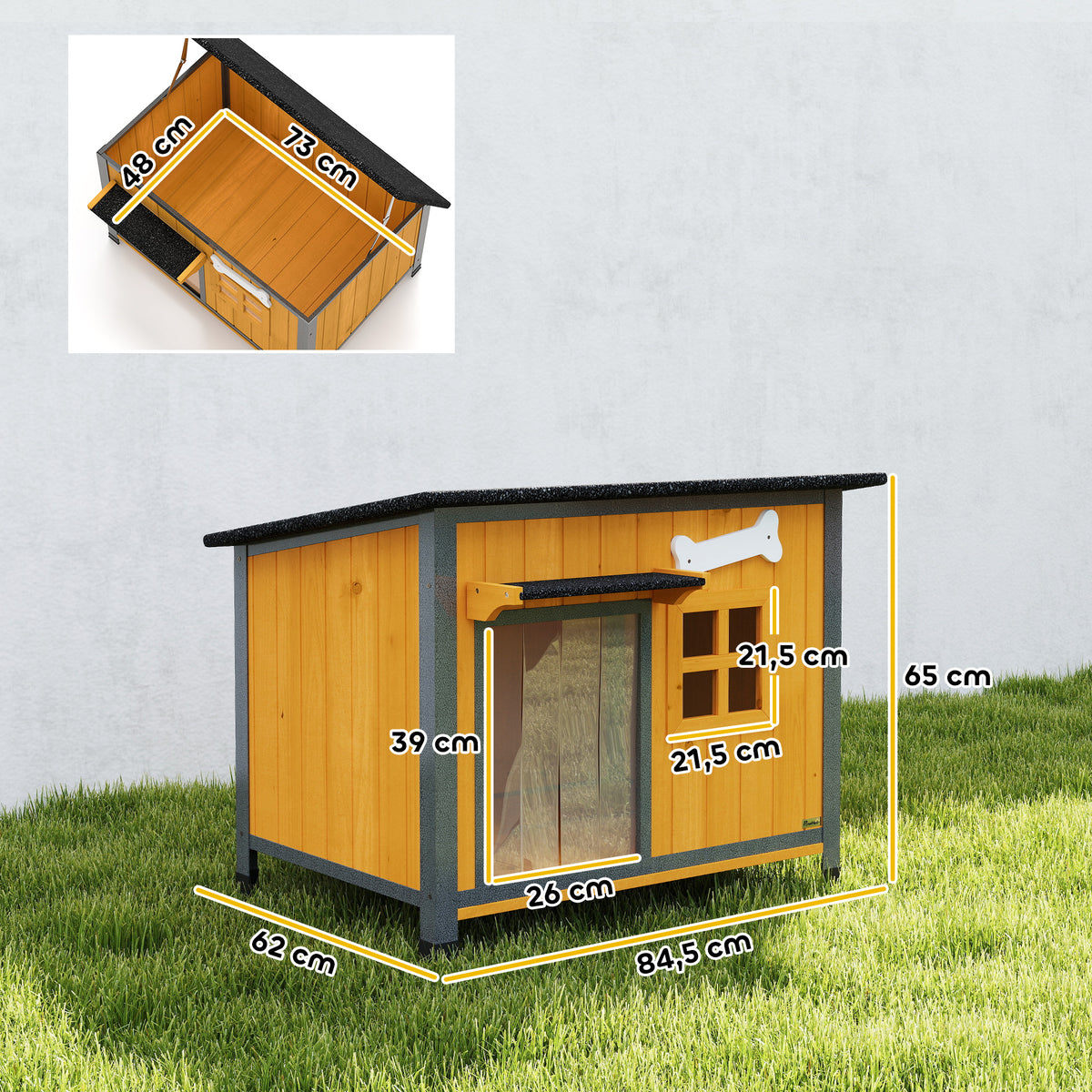 Niche pour chien extérieure résistante aux intempéries cabane pour chien avec plancher amovible