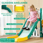 Toboggan pour tout-petits 5 en 1 toboggan autoportant pour enfant avec panier de basket, télescope, 178x70x86cm, jaune