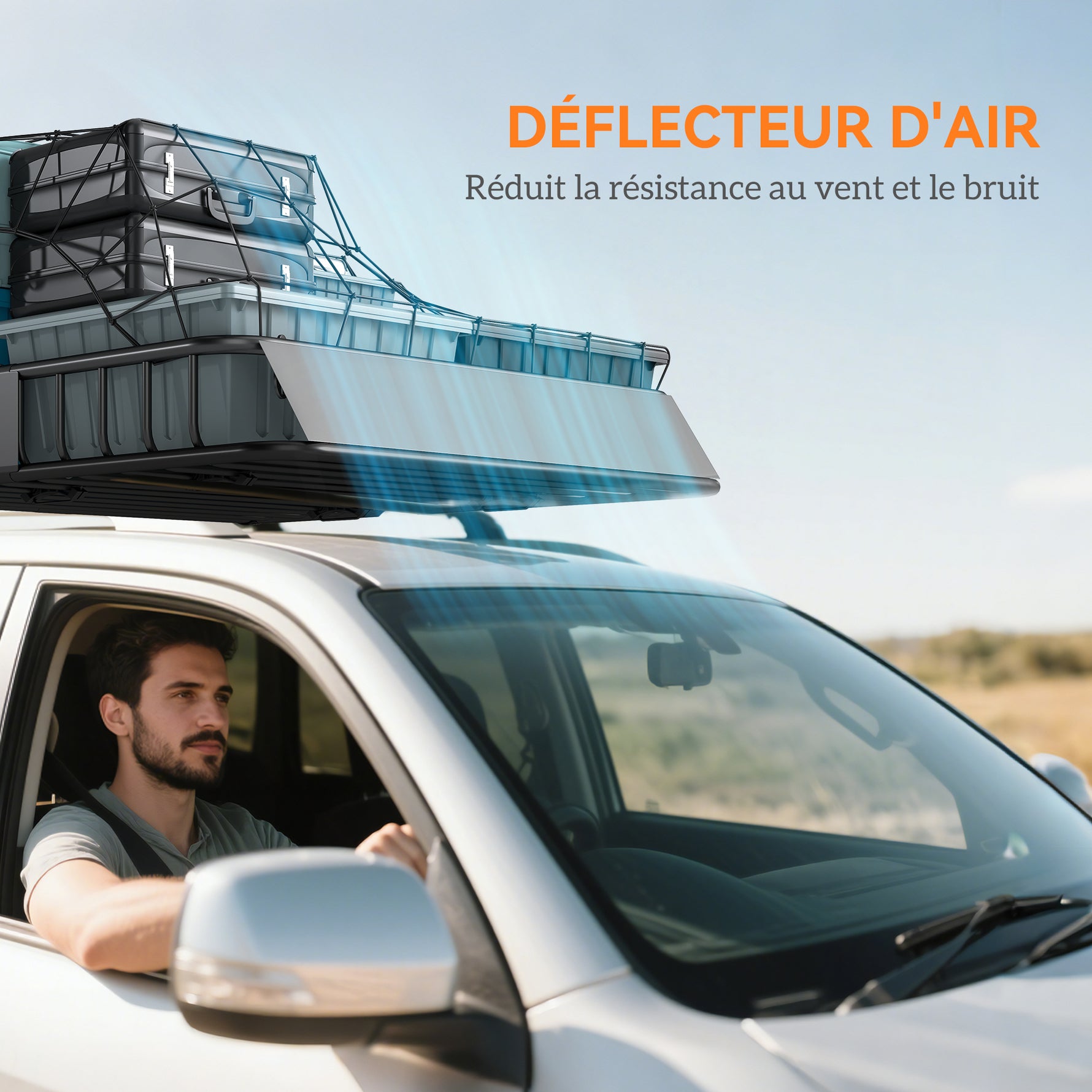 Porte-bagage pour voiture universel, galerie de toit pour voiture en acier charge 90,7 kg 110,5 x 99,5 x 18,5 cm, noir