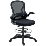 Chaise Bureau Ergonomique en Maille, Hauteur Réglable, Accoudoirs Relevables, Support Lombaire, 59x65x122cm, Noir