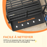 Cage pour chien cage de transport sur roulettes avec support de gamelle plateau amovible 2 portes verrouillables