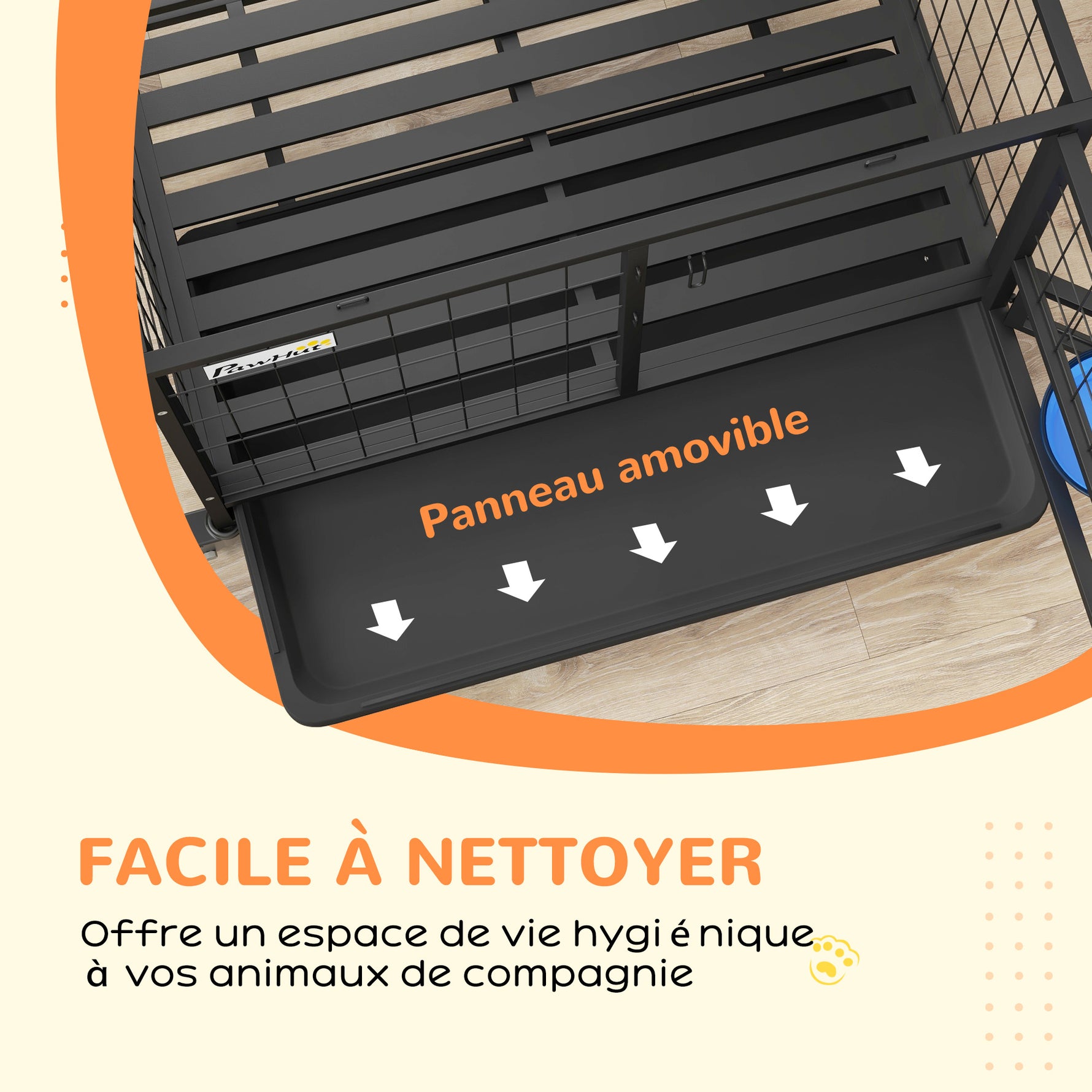 Cage pour chien cage de transport sur roulettes avec support de gamelle plateau amovible 2 portes verrouillables