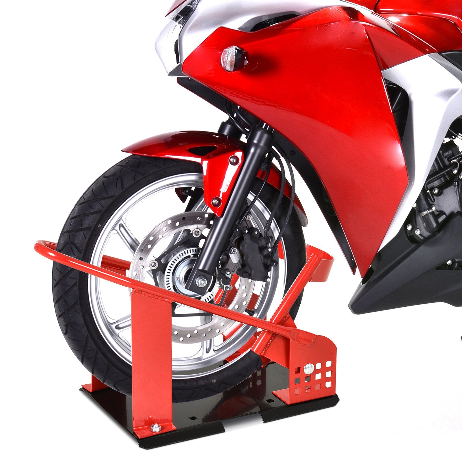 Rail de support universel pour moto support roue moto support béquille moto  bloque roue 8-15,5 cm trous pré-percés