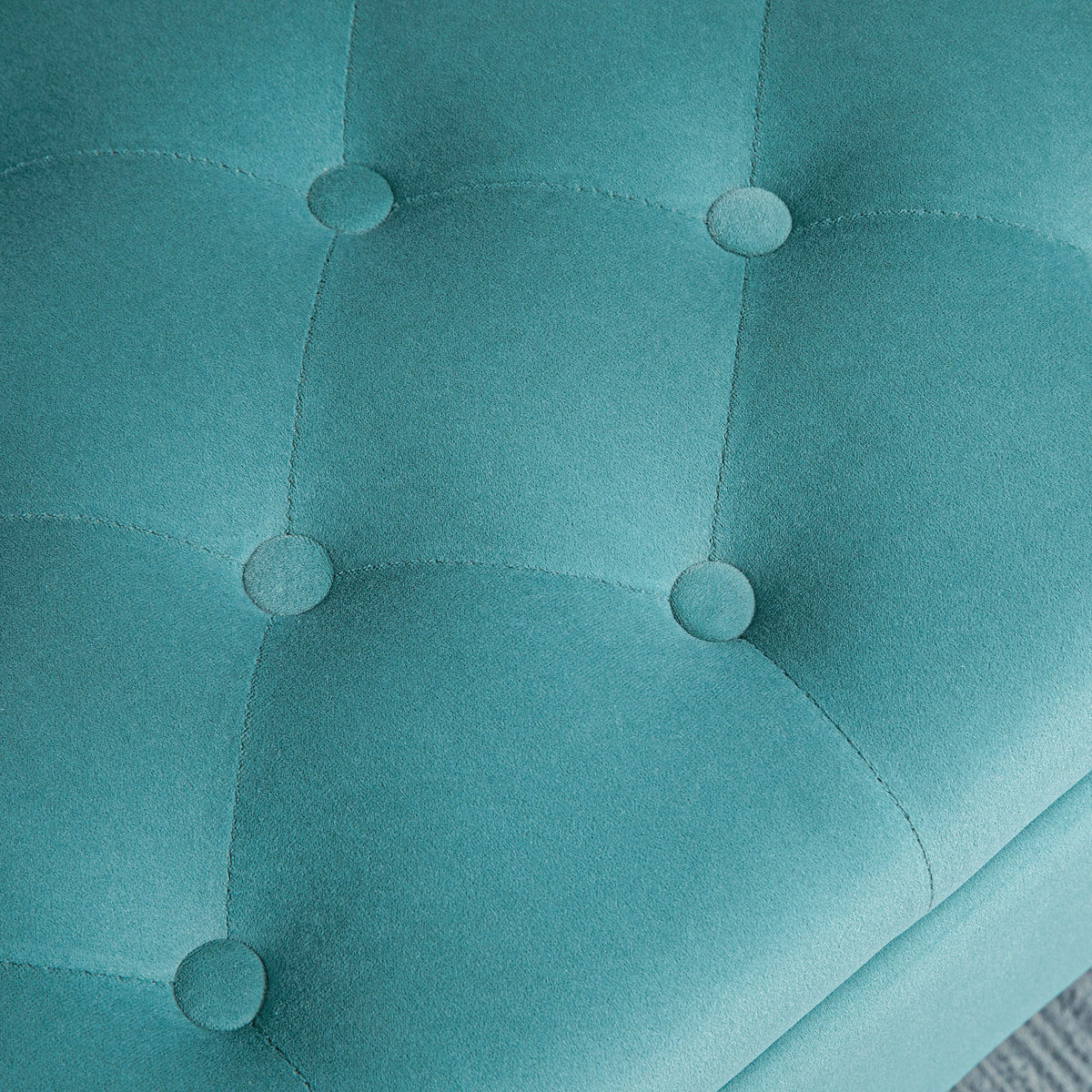 Banc de rangement bout de lit avec accoudoirs, tissu velours rembourré et capitonné, 126 x 48,5 x 57 cm, vert