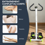 Stepper avec guidon stepper fitness appartement écran LCD résistance réglable exercise hanches jambes lombes pour maison acier blanc, vert, noir