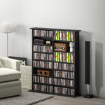 Rangements pour CD et DVD avec 16 compartiments et 12 étagères réglables capacité max. 720 CD/396 DVD et Blu-ray noir