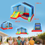 Château gonflable 4 en 1, aire de jeux avec souffleur, toboggan, piscine à balles, jeu de lancer d'anneaux, multicolore