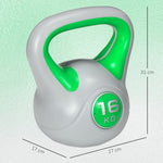 Kettlebell 16 kg, Haltère avec Poignée Ergonomique, Haltère à Boule, Musculation, Entraînement, 27 x 17 x 31 cm, Vert