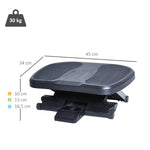 Ergonomische voetensteun voor kantoor, in hoogte en helling verstelbaar, 45L x 34B cm, grijs