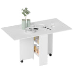 Table pliante de cuisine salle à manger amovible sur roulettes 75L x 140l x 74H cm blanc