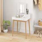 Coiffeuse avec miroir table de maquillage style moderne - 2 tiroirs, miroir rabattable pour chambre à coucher, salon, 60 x 50 x 85,5 cm blanc