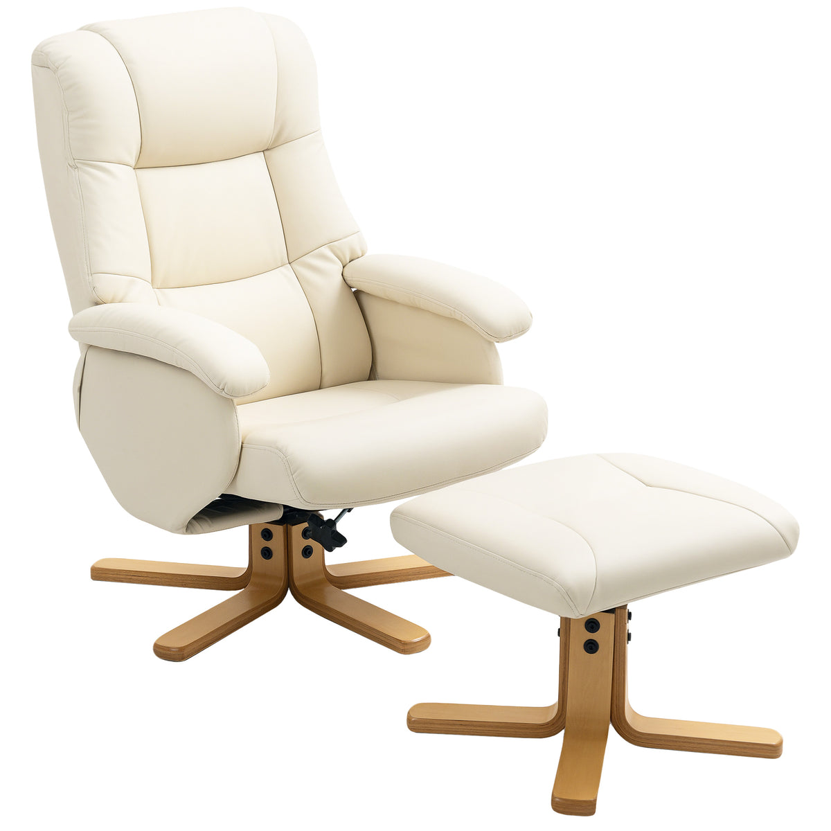 Fauteuil relax avec repose-pied fauteuil de relaxation pivotant 360° dossier inclinable charge 120 Kg crème