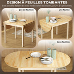 Table de salle à manger pliante ovale en bois massif 2 abattants peu encombrante 140L x 70l x 75H cm