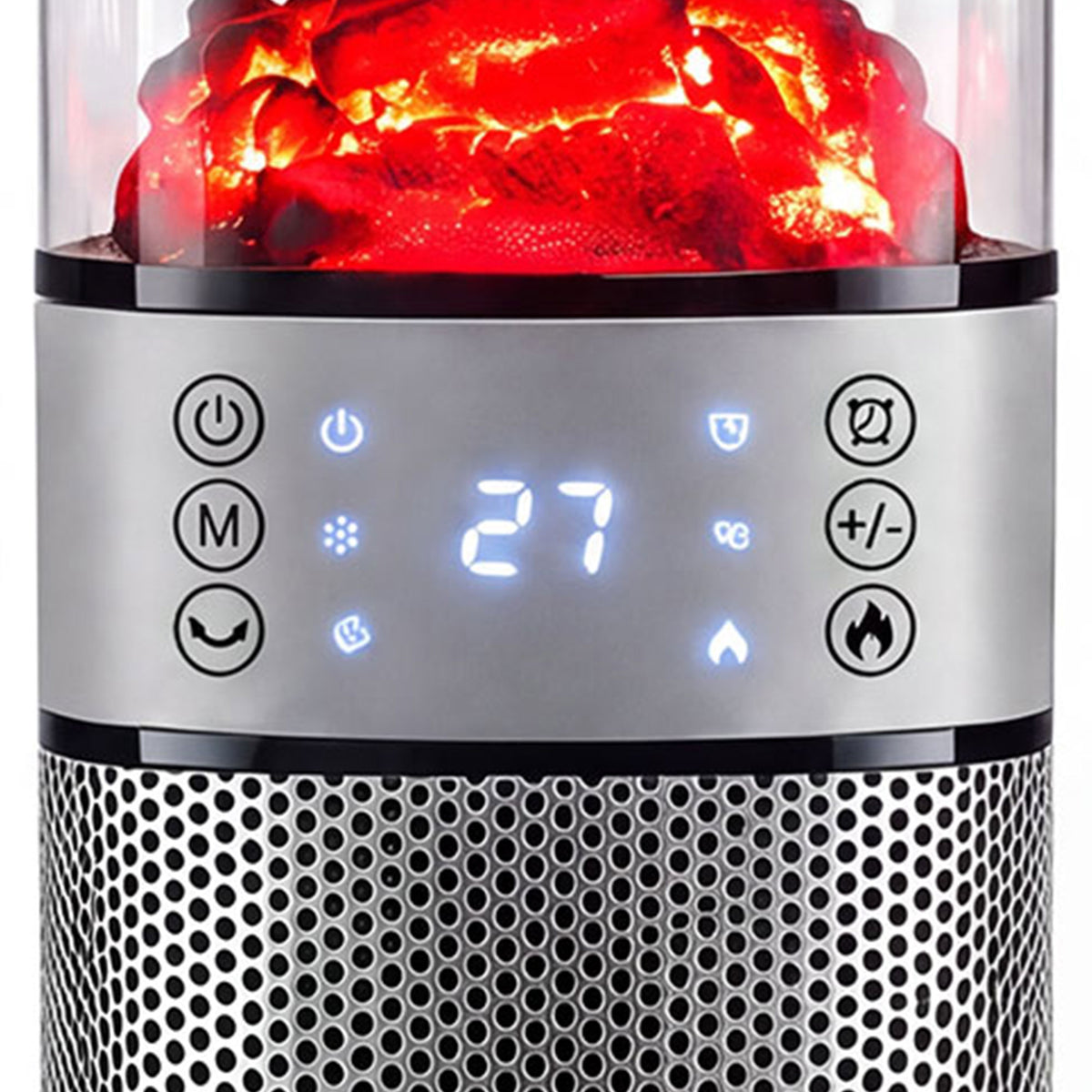 Keramik-Zusatzheizung 2000W, Elektrischer WLAN-Heizkörper, App- & Sprachsteuerung, 5 Modi, 3D-Flammeneffekt, Schwarz