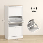 Scarpiera stile scandinavo 3 ante a ribalta 18 paia di scarpe 60 x 23,5 x 115 cm bianco effetto legno