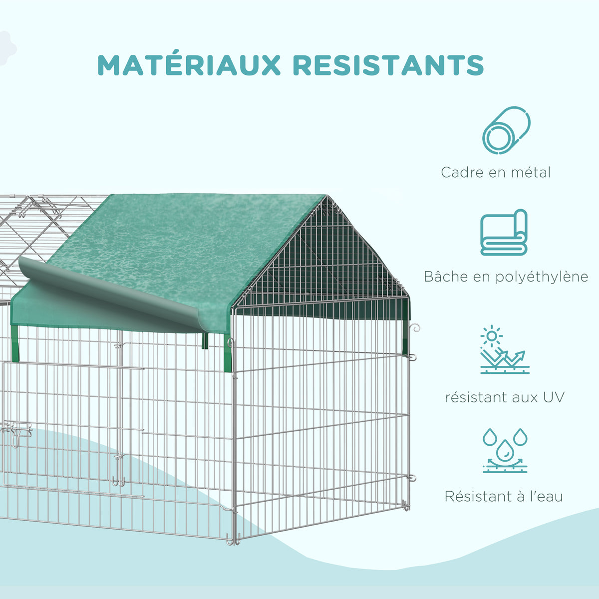 Omheining voor kleine dieren dierenkooi gegalvaniseerd metalen frame 4 grondpennen inbegrepen 220 x