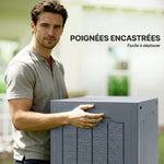 Coffre de Rangement Extérieur 97L avec Poignées Encastrées, Malle de Rangement Extérieur Étanche, 56x41x50cm, Gris Clair