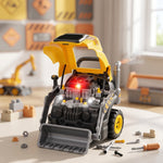 Jouet Moteur de Camion et Pelle pour Enfants, Camion Mécano, Volant, Effet de Brume, Sonores et Lumineux, 3-6 Ans, Jaune