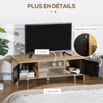Ensemble Buffet Bibliothèque et Meuble TV Industriel 2 Passe-Fils Multi-rangement Aspect Bois veinage Portes métal Noir