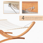 Hamac de jardin avec support en bois hamac sur pied 1 personne 3,92L x 1,2l x 1,1H m coloris crème marron