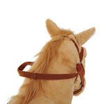 Cheval debout en peluche pour enfant à partir de 2 ans avec effets sonores selle et bride 85 cm (longueur) beige