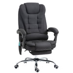 Fauteuil de bureau direction massant chauffant hauteur réglable dossier inclinable toile de lin noir