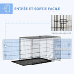 Cage caisse de transport pliante pour chien en acier 2 portes verrouillables 121 x 77 x 82 cm noir