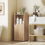 Mobiletto da bagno, mobile contenitore stretto a 4 livelli, armadietto, scomparto a giorno, 40 x 31 x 104 cm, rovere giallo