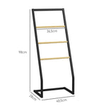 Porte-serviettes sur pieds en bambou et acier avec 4 barres support 40,5L x 28l x 98H cm - noir et naturel