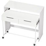 Bureau d'Ordinateur Extensible 100 cm avec 2 Tiroirs, Bureau avec Rangement, Style Moderne, Blanc