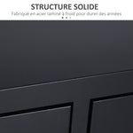 Meuble TV banc télévision design industriel 2 placards avec 2 étagères réglables passe-câbles structure acier noir