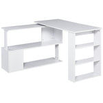 Scrivania angolare tavolo da pranzo con contenitore scrivania per computer modulare libreria integrata + scaffale a 3 livelli bianco