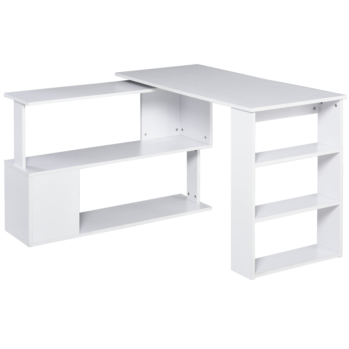 Scrivania angolare tavolo da pranzo con contenitore scrivania per computer modulare libreria integrata + scaffale a 3 livelli bianco