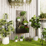 Jardinière avec treillis, bac à fleurs pour plantes grimpantes, légumes, fleurs en métal 61 x 23 x 113 cm noir