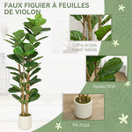 Plante artificielle intérieure 150 cm Figuier lyre arbre artificiel avec pot en plastique et tronc en bois massif, vert