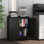 Büroschrank mit 2 Ebenen, Metall-Büroaufbewahrung mit 2 abschließbaren Türen, 80 x 35 x 91 cm, schwarz