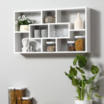 Étagère murale bibliothèque 8 cubes, meuble de rangement, design moderne, 85 x 14,5 x 47,5 cm, blanc