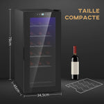 Cave à vin 18 bouteilles 50L haute performance température réglable 5-18° avec lumière LED, noir