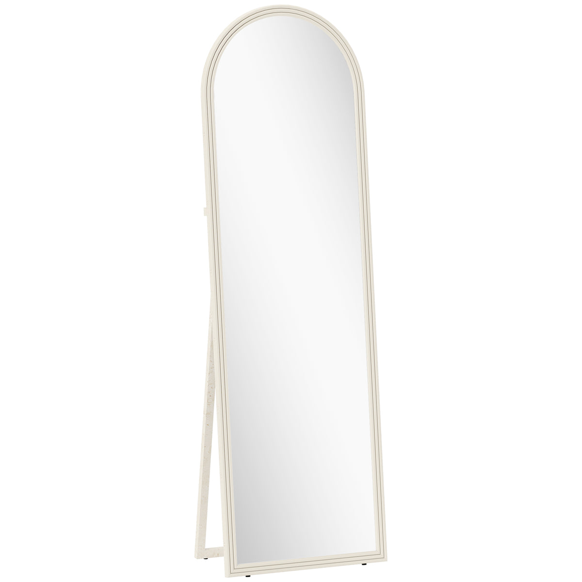 Miroir de sol arqué pleine longueur miroir sur pied cadre en effet imitation pierre pour salon chambre 50 x 160 cm blanc