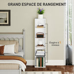 Bibliothèque étagère de rangement 5 niveaux avec étagères réglables pour salon, chambre, bureau, 30x24x133,5cm, blanc