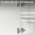 Armoire murale salle de bain avec miroir, meuble salle de bain, 2 portes miroir, étagère ouverte 60 x 16 x 60 cm blanc